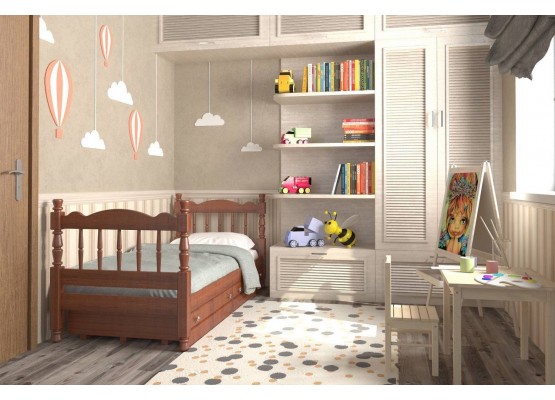 Кровать одинарная «Алёнка» (Орех), БРАВОмебель