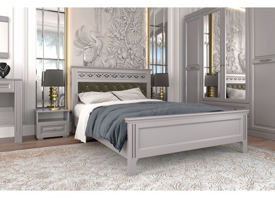 Кровать двойная «Грация» (Антрацит), БРАВОмебель