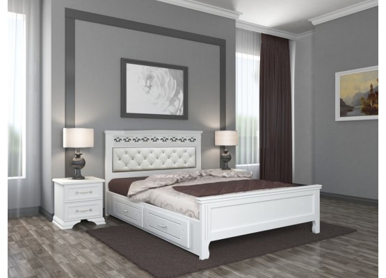 Кровать двойная «Грация» (Белый), БРАВОмебель