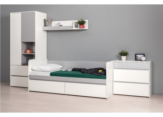 Модульная молодежная система «Торронто»  (Белый/Стальной серый), Моби-Мебель