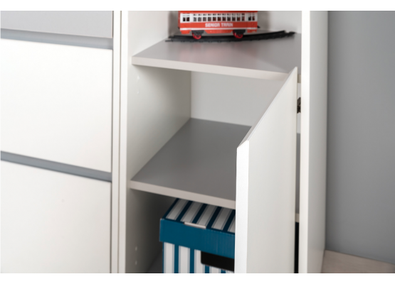 Модульная молодежная система «Торронто»  (Белый/Стальной серый), Моби-Мебель