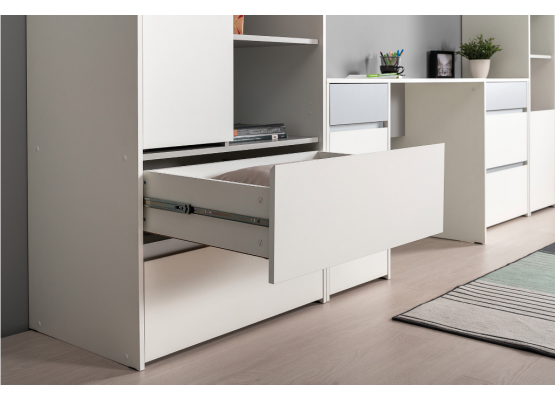 Модульная молодежная система «Торронто»  (Белый/Стальной серый), Моби-Мебель