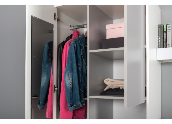 Модульная молодежная система «Торронто»  (Белый/Стальной серый), Моби-Мебель