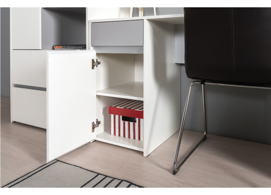 Модульная молодежная система «Торронто»  (Белый/Стальной серый), Моби-Мебель