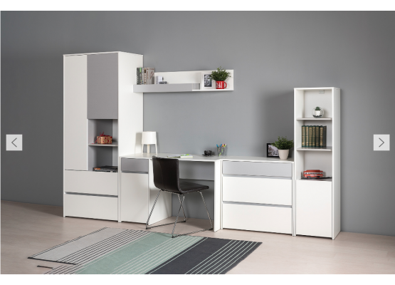 Модульная молодежная система «Торронто»  (Белый/Стальной серый), Моби-Мебель