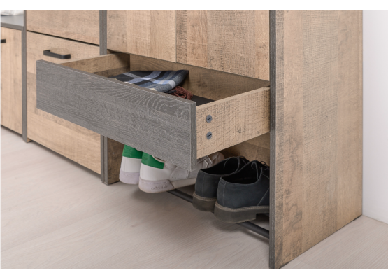 Модульная прихожая «Трувор» композиция 1 (Дуб Гранж Песочный/Интра), Моби-Мебель