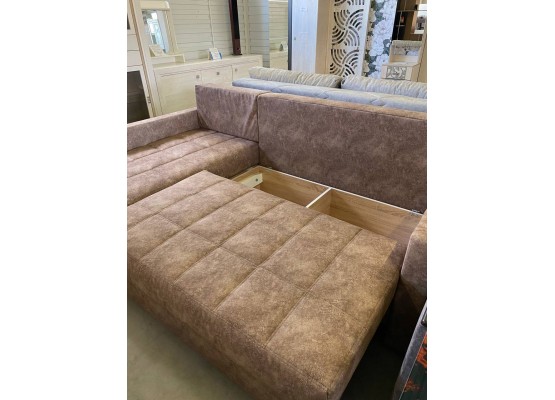 Угловой диван-кровать «Мишель 5» евротахта М5 НПБ, Бурэ