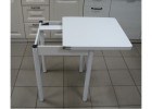 Кухонный стол Ломберный поворотно-раскладной 600х600/1200 ЛДСП белый, ноги: металл (белый), ФОРТ