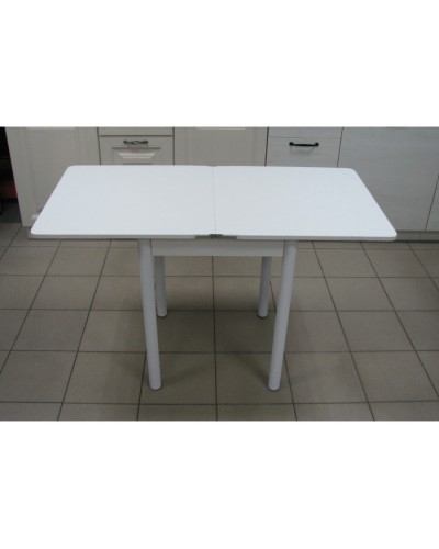 Кухонный стол Ломберный поворотно-раскладной 600х600/1200 ЛДСП белый, ноги: металл (белый) - 4