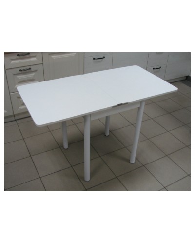 Кухонный стол Ломберный поворотно-раскладной 600х600/1200 ЛДСП белый, ноги: металл (белый) - 3
