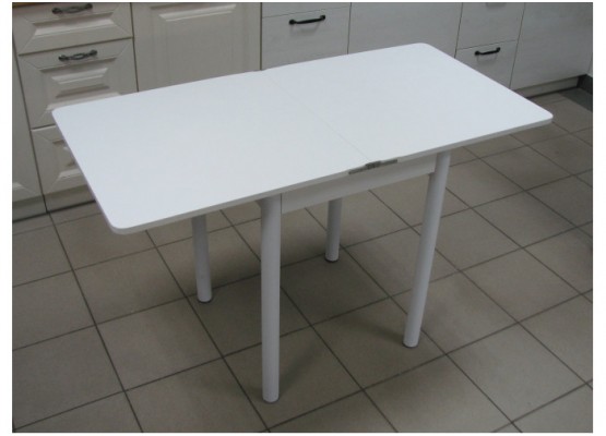 Кухонный стол Ломберный поворотно-раскладной 600х600/1200 ЛДСП белый, ноги: металл (белый), ФОРТ