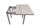 Кухонный стол Ломберный поворотно-раскладной с ящиком 800х600/1200 ЛДСП дуб сонома светлый (или дуб беленый), ноги: металл (хром), ФОРТ