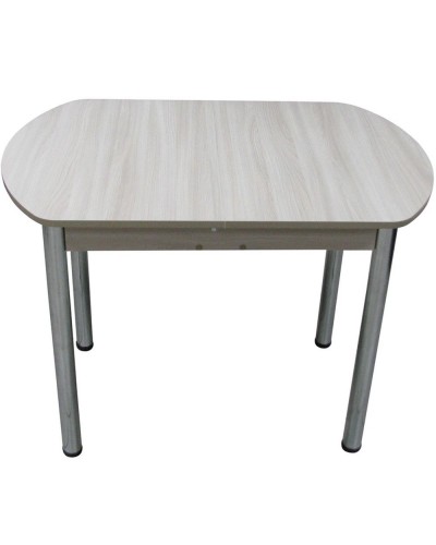 Кухонный стол ЕВРО раскладной 1000/1300х680 ЛДСП ясень шимо светлый, ноги: металл (хром) - 3