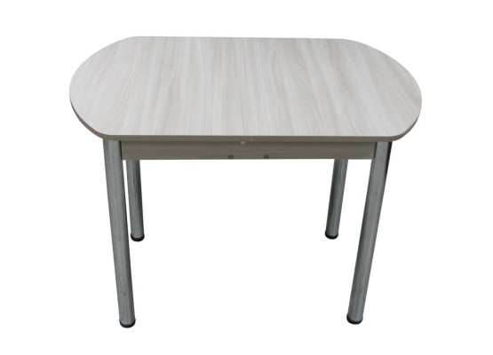 Кухонный стол ЕВРО раскладной 1000/1300х680 ЛДСП ясень шимо светлый, ноги: металл (хром), ФОРТ