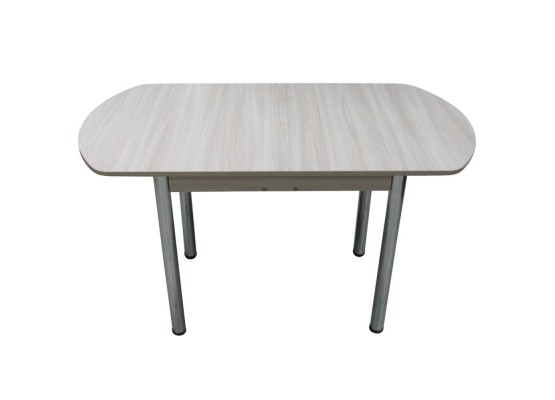 Кухонный стол ЕВРО раскладной 1000/1300х680 ЛДСП ясень шимо светлый, ноги: металл (хром), ФОРТ