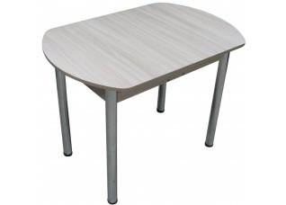 Кухонный стол ЕВРО раскладной 1000/1300х680 ЛДСП ясень шимо светлый, ноги: металл (хром)