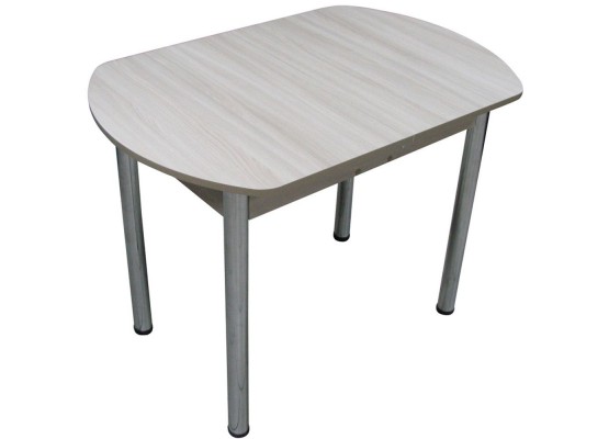 Кухонный стол ЕВРО раскладной 1000/1300х680 ЛДСП ясень шимо светлый, ноги: металл (хром), ФОРТ