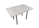 Кухонный стол Ломберный поворотно-раскладной с ящиком 800х600/1200 ЛДСП дуб сонома светлый (или дуб беленый), ноги: металл (хром), ФОРТ