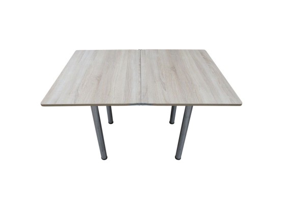 Кухонный стол Ломберный поворотно-раскладной с ящиком 800х600/1200 ЛДСП дуб сонома светлый (или дуб беленый), ноги: металл (хром), ФОРТ