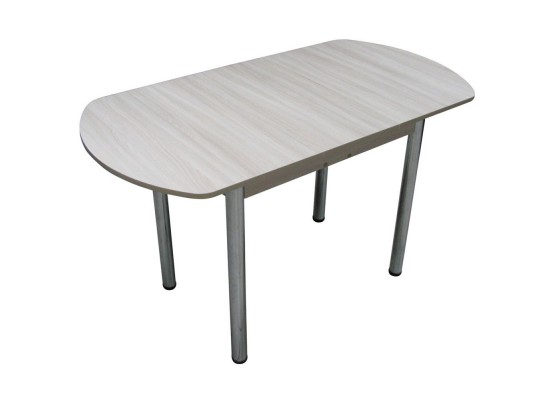 Кухонный стол ЕВРО раскладной 1000/1300х680 ЛДСП ясень шимо светлый, ноги: металл (хром), ФОРТ