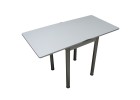 Кухонный стол Ломберный поворотно-раскладной 600х600/1200 ЛДСП белый, ноги: металл (хром), ФОРТ