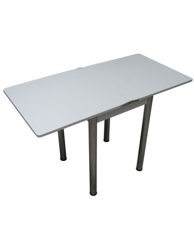 Кухонный стол Ломберный поворотно-раскладной 600х600/1200 ЛДСП белый, ноги: металл (хром) - 3