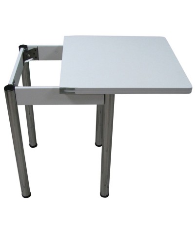 Кухонный стол Ломберный поворотно-раскладной 600х600/1200 ЛДСП белый, ноги: металл (хром) - 1