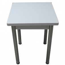Кухонный стол Ломберный поворотно-раскладной 600х600/1200 ЛДСП белый, ноги: металл (хром)
