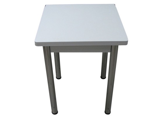 Кухонный стол Ломберный поворотно-раскладной 600х600/1200 ЛДСП белый, ноги: металл (хром), ФОРТ