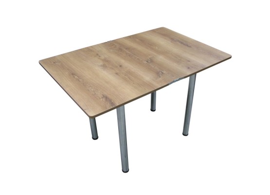 Кухонный стол Ломберный поворотно-раскладной с ящиком 800х600/1200 ЛДСП орех, ноги: металл (хром), ФОРТ