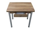 Кухонный стол Ломберный поворотно-раскладной с ящиком 800х600/1200 ЛДСП орех, ноги: металл (хром), ФОРТ
