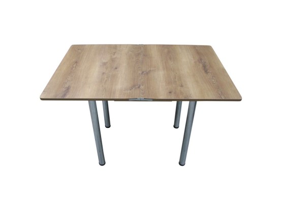 Кухонный стол Ломберный поворотно-раскладной с ящиком 800х600/1200 ЛДСП орех, ноги: металл (хром), ФОРТ