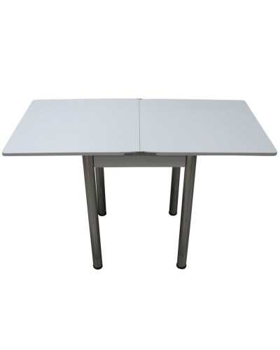 Кухонный стол Ломберный поворотно-раскладной 600х600/1200 ЛДСП белый, ноги: металл (хром) - 2