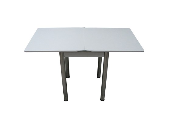 Кухонный стол Ломберный поворотно-раскладной 600х600/1200 ЛДСП белый, ноги: металл (хром), ФОРТ