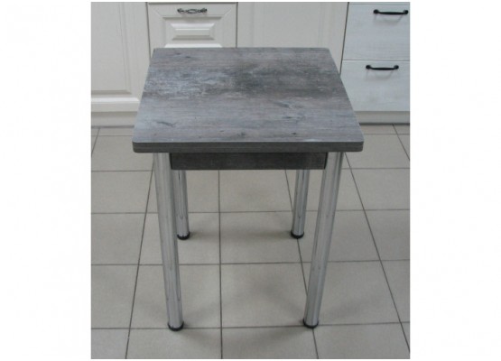 Кухонный стол Ломберный поворотно-раскладной 600х600/1200 ЛДСП штейн темный, ноги: металл (хром), ФОРТ