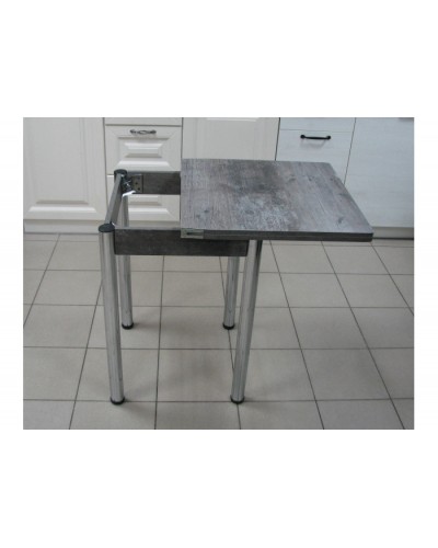 Кухонный стол Ломберный поворотно-раскладной 600х600/1200 ЛДСП штейн темный, ноги: металл (хром) - 1