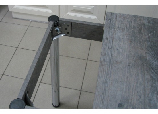 Кухонный стол Ломберный поворотно-раскладной 600х600/1200 ЛДСП штейн темный, ноги: металл (хром), ФОРТ