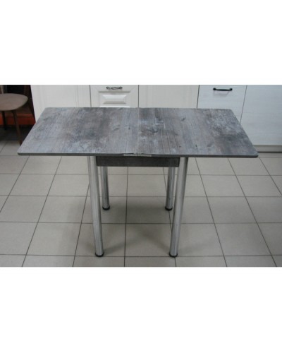 Кухонный стол Ломберный поворотно-раскладной 600х600/1200 ЛДСП штейн темный, ноги: металл (хром) - 4