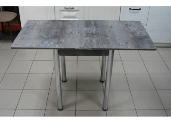 Кухонный стол Ломберный поворотно-раскладной 600х600/1200 ЛДСП штейн темный, ноги: металл (хром), ФОРТ