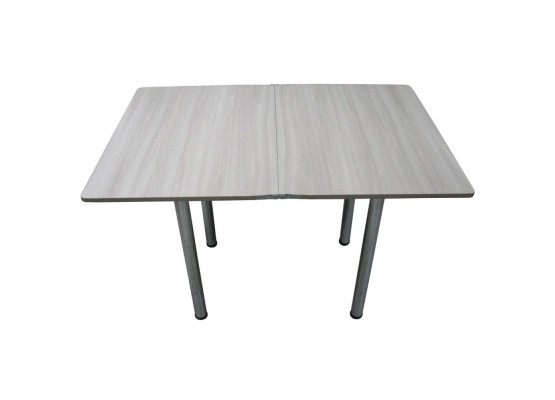 Кухонный стол Ломберный поворотно-раскладной с ящиком 800х600/1200 ЛДСП ясень шимо светлый, ноги: металл (хром), ФОРТ