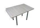 Кухонный стол Ломберный поворотно-раскладной с ящиком 800х600/1200 ЛДСП ясень шимо светлый, ноги: металл (хром), ФОРТ