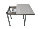 Кухонный стол Ломберный поворотно-раскладной с ящиком 800х600/1200 ЛДСП ясень шимо светлый, ноги: металл (хром), ФОРТ