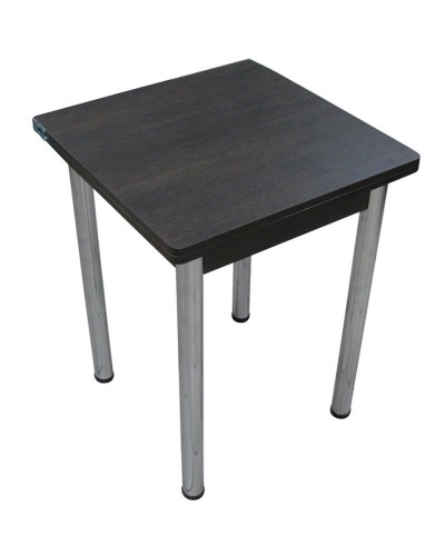 Кухонный стол Ломберный поворотно-раскладной 600х600/1200 ЛДСП венге, ноги: металл (хром)