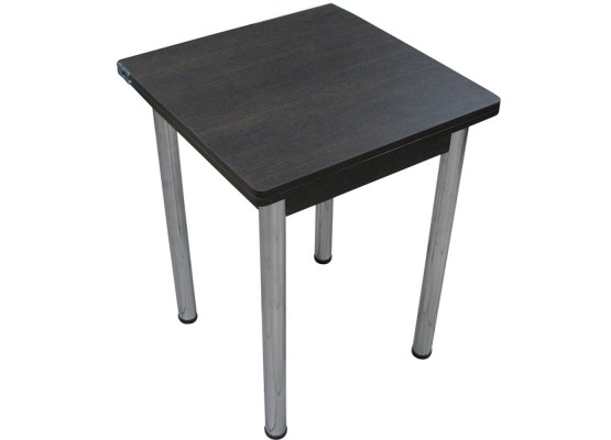 Кухонный стол Ломберный поворотно-раскладной 600х600/1200 ЛДСП венге, ноги: металл (хром), ФОРТ