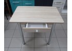Стол Прямоугольный с ящиком 900х600 ЛДСП дуб сонома светлый, ноги: металл (хром), ФОРТ