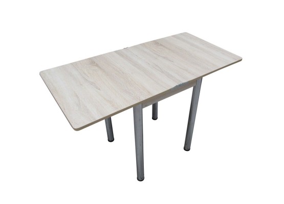 Кухонный стол Ломберный поворотно-раскладной 600х600/1200 ЛДСП дуб сонома светл, ноги: металл (хром), ФОРТ