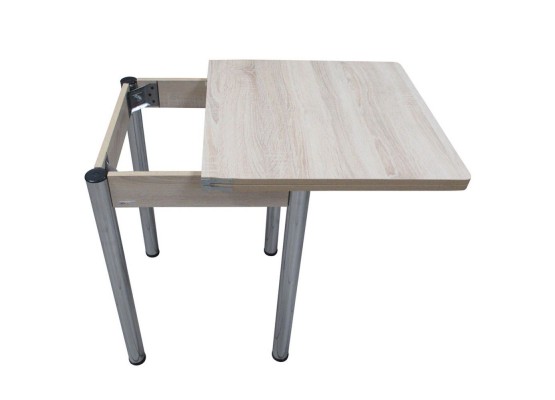 Кухонный стол Ломберный поворотно-раскладной 600х600/1200 ЛДСП дуб сонома светл, ноги: металл (хром), ФОРТ