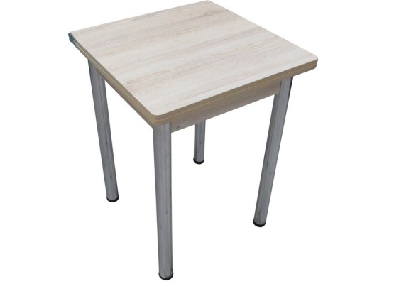 Кухонный стол Ломберный поворотно-раскладной 600х600/1200 ЛДСП дуб сонома светл, ноги: металл (хром), ФОРТ