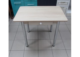 Стол Прямоугольный с ящиком 900х600 ЛДСП дуб сонома светлый, ноги: металл (хром)