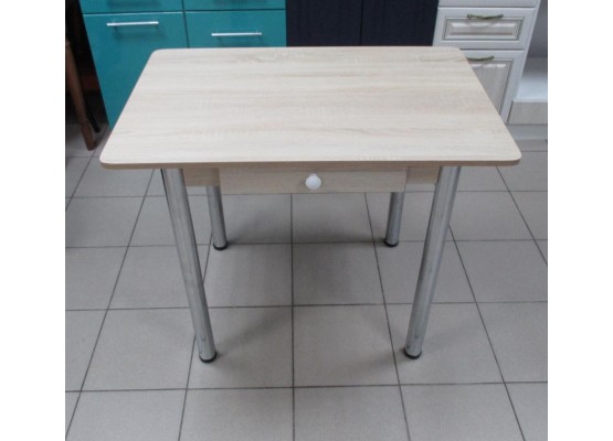 Стол Прямоугольный с ящиком 900х600 ЛДСП дуб сонома светлый, ноги: металл (хром), ФОРТ